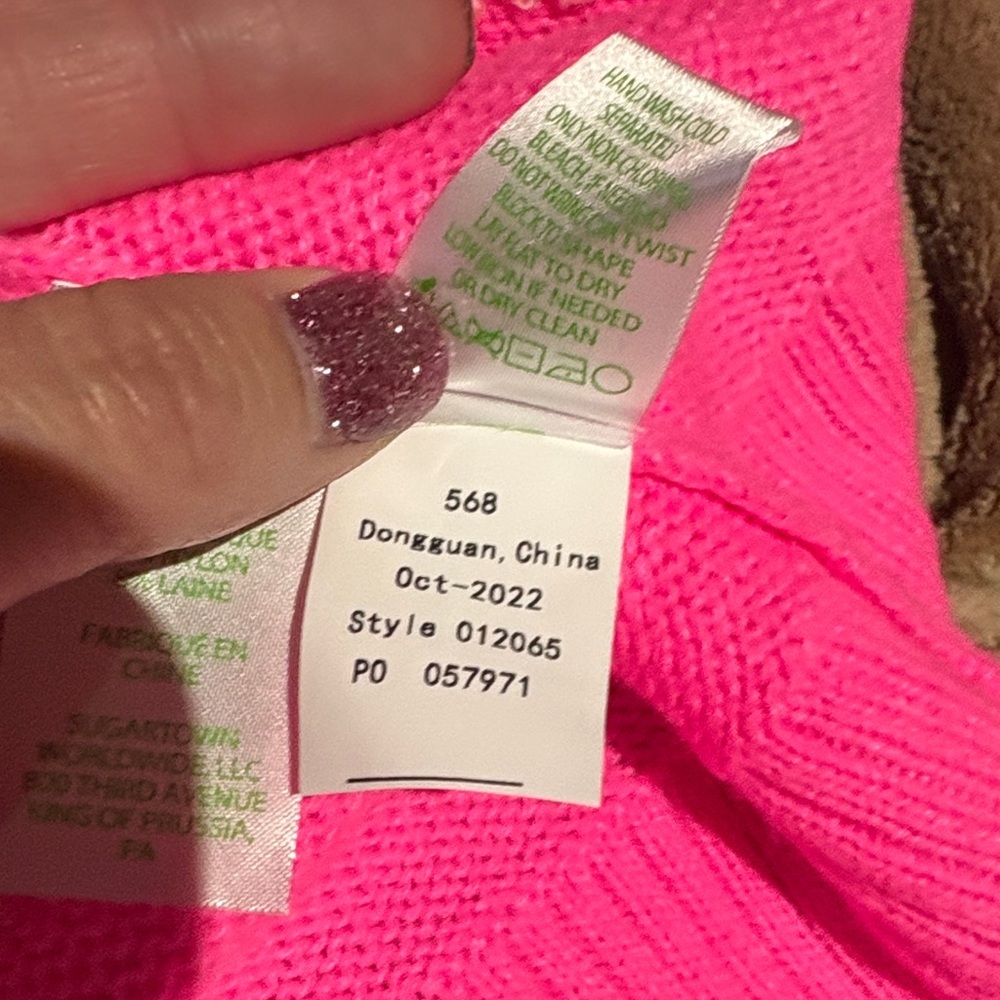 Lilly Pulitzer Pink and Orange Floral V-Neck Sweater - Picture 6 of 6